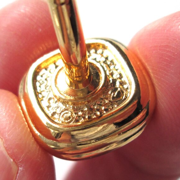 ✨ SWAROVSKI Swan Mark Cufflinks Cuff Links Clear Crystals Gold Tone - Picture 5 of 12